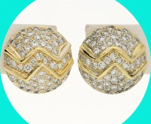 Diamond Wave Celestial Orb Earrings 2.53CT 18K Yellow Gold ¾” Diameter - Picture 1 of 7