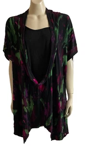 Taking Shape Tunic Top Sz M 18 Cowl Neck Asymmetrical Hem Short Sleeve Black - Picture 1 of 10