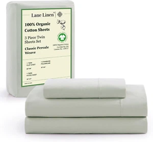 100% Organic Cotton Twin Sheets, 3Pc Twin Size Sheets, Breathable Twin Size Shee - Picture 1 of 12