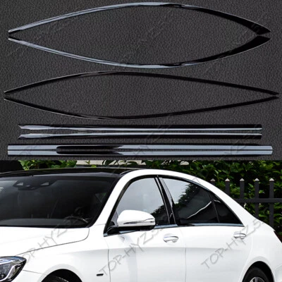 For Mercedes-Benz S-Class 2014-2020 Black Window Molding Trim Frame Strips 8pcs - Image 1 of 4