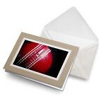 Greetings Card (Biege) - Red Cricket Ball Sports #16416