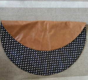 Milkmade Goods Vegan Leather 40” Round Cognac Reversible Playmat in Modern Lines - Picture 1 of 5