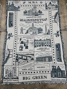 Mannington West Virginia Blanket Throw 70" X 48" - Picture 1 of 3
