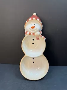 Maxcera Snowman Divided Dish Christmas Winter - Picture 1 of 9