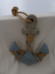 Anchor Carved Wooden Hanging Sign Decor 9" - Picture 1 of 4