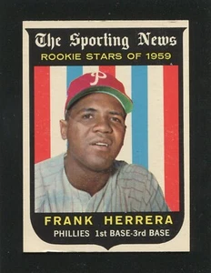#129 FRANK HERRERA, Phillies - 1959 Topps: VG-EX, faint 3/8" wrinkle crease 59T7 - Picture 1 of 3