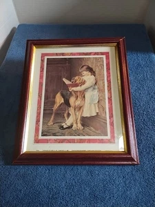 Charles Burton Barber Pears Bloodhound Girl Reading Lesson 8”x10" Lithograph - Picture 1 of 7