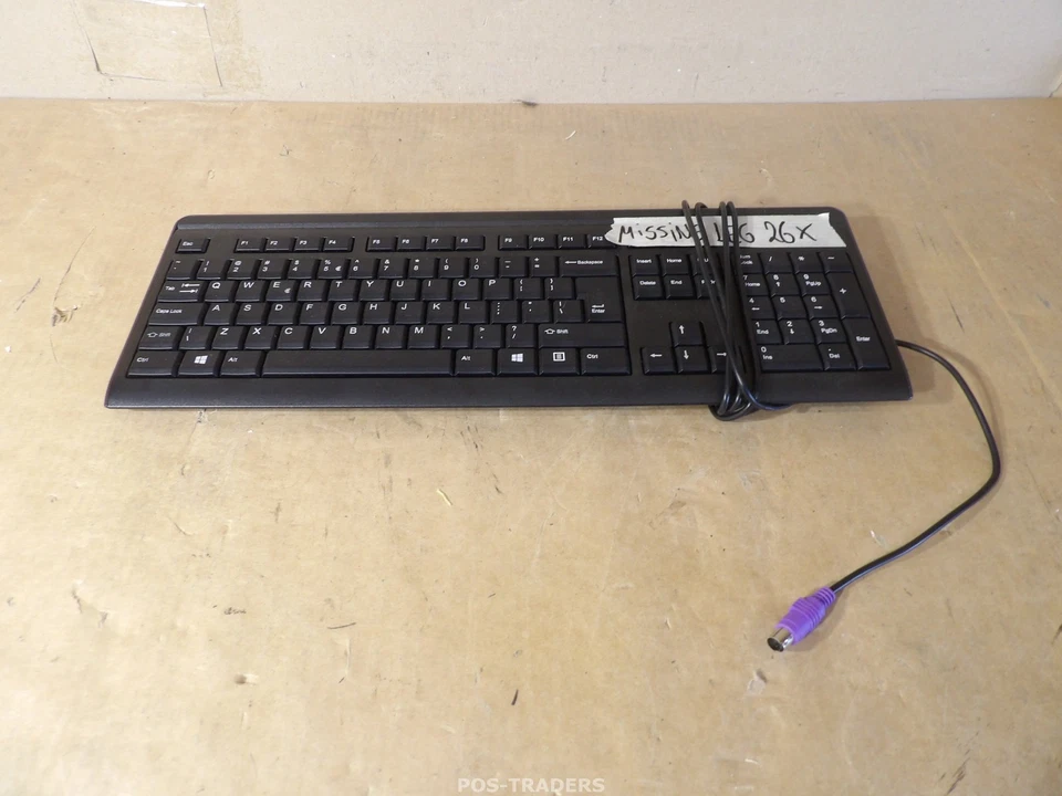FUJITSU KB410 G QWERTY PS2 high quality keyboard Black - MISSING KEYBOARD FEET - Bild 1 von 4