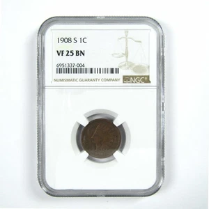 1908 S Indian Head Cent VF 25 BN NGC Penny 1c Coin SKU:I13217 - Picture 1 of 4