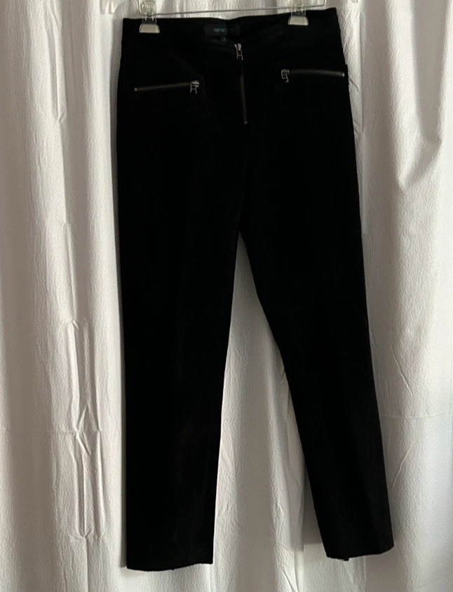 Pantalones de gamuza negros Siena Studio con detalles de cremallera, talla 4 Foto 1 de 4