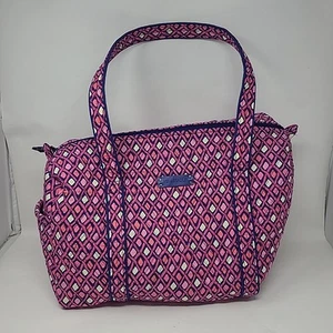 Vera Bradley Large Duffel Bag Katalina Pink Diamonds & Navy Weekend Travel Women - Picture 1 of 7