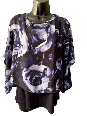 Chico's Womens Chiffon Overlay Lined Tank Top Floral Blouse Size 0 - Изображение 1 из 4