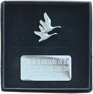 Personalised Gift Box & Hand Made Pair of Swans (B9) Pewter Pin Badge - Picture 1 of 8