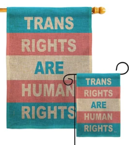 Trans Rights Human Burlap Garden Flag Support Pride Decorative Gift Yard Banner - Picture 1 of 19