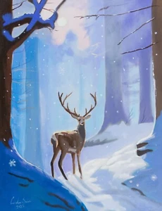 The Solitary Deer original oil painting Gordon Bruce art - Picture 1 of 2