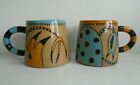 Pair 2 Scottish Margaret Struckmeier Studio Pottery Earthenware Cups Mugs 1980's