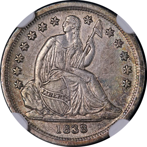1838 Seated Liberty Dime Large Stars NGC XF45 Great Eye Appeal Strong Strike Cover