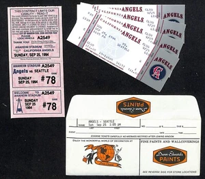 Boletos California Angels 4 huelga sin usar 25/09/94 - juego no jugado - Imagen 1 de 2