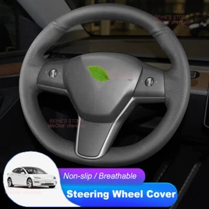 DIY Custom Microfiber Leather Car Steering Wheel Cover For Tesla Model 3 S X Y - Picture 1 of 8