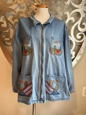 Chaqueta Vaquera Passion-I 2X Cremallera Arizona Gran Cañón Estado Bolsillos Bordados EE. UU. Foto 1 de 4