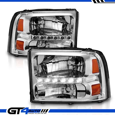 Faros negros LED DRL para Ford F250 F350 F450 Superduty Excursion 1999-2004 Foto 1 de 4