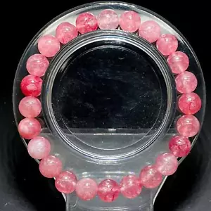 Bracciale perle pietre preziose sfera rotonda liscia quarzo ciliegio naturale - Foto 1 di 1
