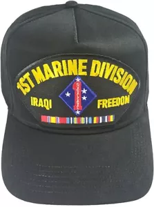1ST Marine Division Iraq Veteran with Campaign Ribbons Black Hat - Veteran Owned - Picture 1 of 1