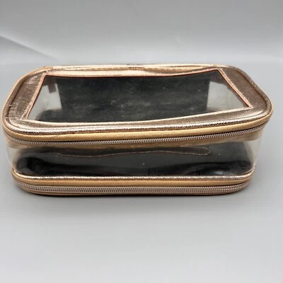 Bolsa organizadora de maquillaje cosmético Tarte Gold Shimmer con segunda sección magnética RARA Foto 1 de 4