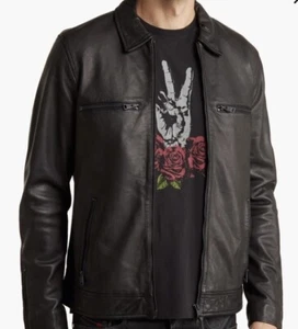Allsaints Men's Karl Leather Jacket ( Medium) - Picture 1 of 3