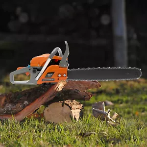 20" 58cc 2 Stroke Gas Powered Chainsaw Gasoline Chain Saw Wood-working Cutting - Picture 1 of 19