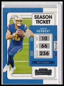 Boleto de temporada 2021 Panini Contenders #51 Justin Herbert - Imagen 1 de 2