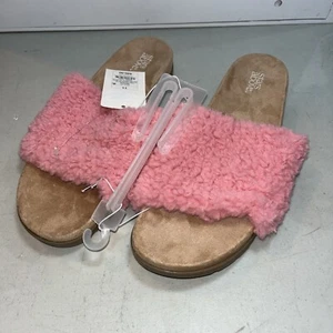 Rosa Sherpa-ähnliche gemütliche Damen-Hausschuhe/Sandale Größe 11 Sterne über Sophia - Bild 1 von 4