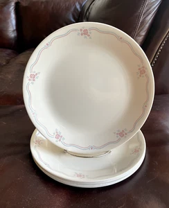 6 CORELLE ENGLISCHES FRÜHSTÜCK 10 1/4"" ESSTELLER SANDSTEIN BEIGE ROSA BLAU EUC - Bild 1 von 7