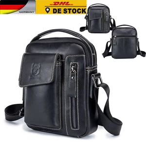 Herren Schultertasche Umhängetasche Leder Handtasche Schwarz Messenger Tasche DE - Bild 1 von 13