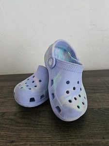 Clean Crocs Classic Tie Dye Marbled Clogs Toddler Little Kid Size C8 Blue Teal - Picture 1 of 9