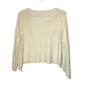 Eileen Fisher Bio Leinenmischung dünner Strick kastig asymmetrisch Pullover Gr. M beige - Bild 1 von 12