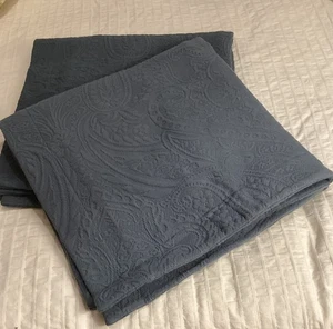 THE COMPANY STORE 2 MATELASSE EURO PILLOW SHAMS Dark Teal Blue - Picture 1 of 8