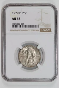 1929-D STANDING LIBERTY QUARTER NGC AU58 - Picture 1 of 2