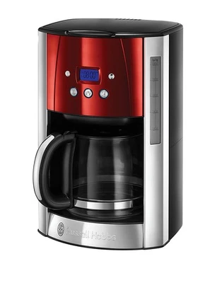 RUSSELL HOBBS Kaffeemaschine Luna Solar Red 23240-56 Glas Timer 12 Tassen 1000 W