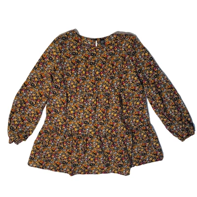 Camisa Rosa Esmeralda Mujer Naranja Floral Boho Túnica Top S Manga Larga Pullover Foto 1 de 4