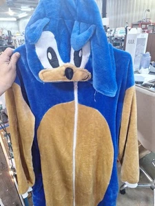 Sonic The Hedgehog Blue Plush Fleece One Piece Costume Cosplay Youth Size L-XL - Picture 1 of 8