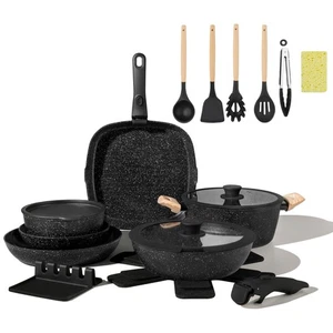 23pcs Ceramic Pots and Pans Set, Nonstick Detachable Handle Cookware, Inducti... - Bild 1 von 8