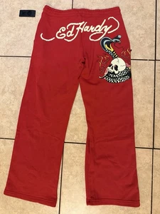 Felpa donna Ed Hardy Y2K gamba dritta teschio serpente grande nuova con etichetta - Foto 1 di 9