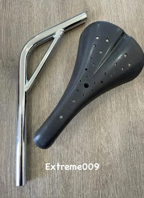 Viscount Dominator Seat Bmx Hard Shell BLACK with Laid Back Seat Post 25.4mm 7/8 - Image 1 of 4