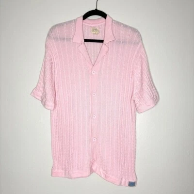 Рубашка с воротником на пуговицах Reuben Oliver Pink Cable 100% хлопок Pima размер L - Изображение 1 из 4