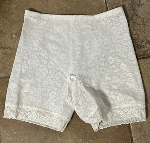 Vintage Crownette Long Leg Girdle Panty Garter Shaper Split Crotch White Sz 44 - Picture 1 of 7