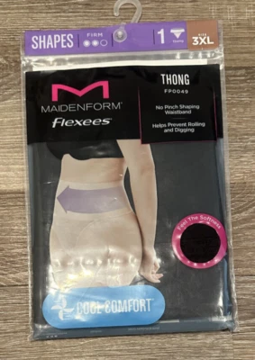 Tanga de encaje Maidenform suavizante de barriga fresca cómoda negra 3XL Foto 1 de 4