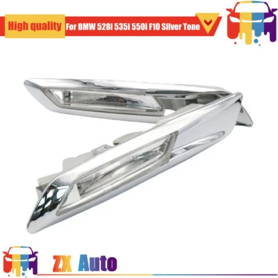 Fit BMW 528i 535i 550i F10 Silver Tone 2PCS Side Marker Turn Signal Amber Light - Imagem 1 de 4