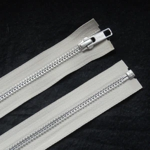 YKK BEST QUALITY BEIGE METAL OPEN END ZIP- WITH SILVER TEETH - Picture 1 of 1