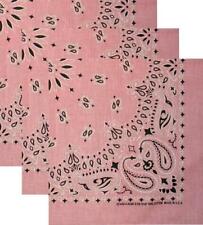 Lot of 3 New 22" Light Pink Paisley Bandanas Handkerchiefs Scarf 100% Cotton USA